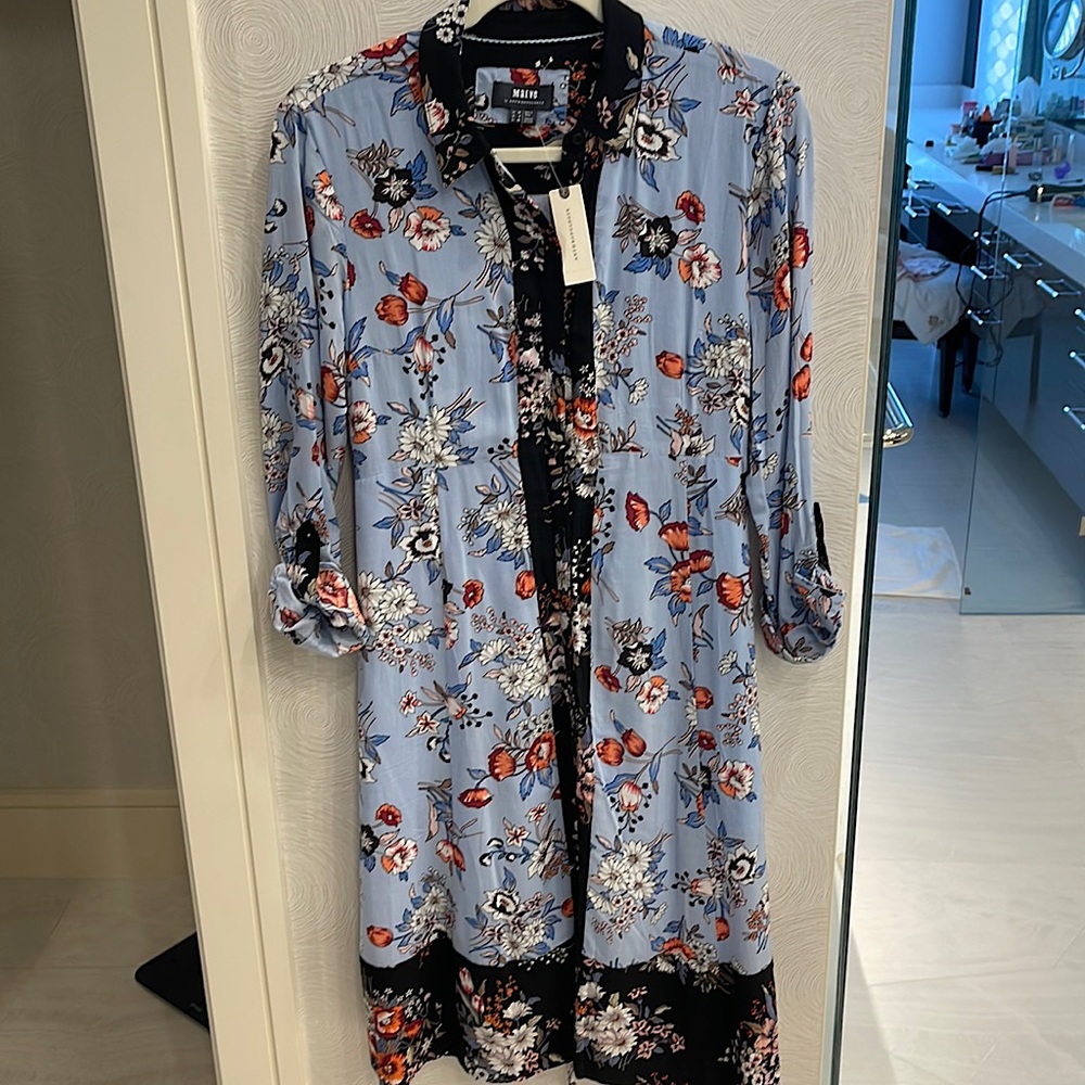 Anthropologie Maeve Blue Floral dress US size 6